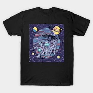 90's style crow fishing with cats T-Shirt